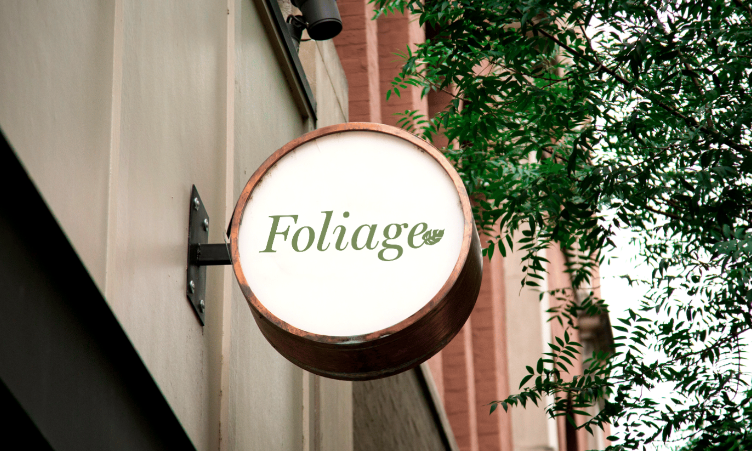 Foliage logo on sign
